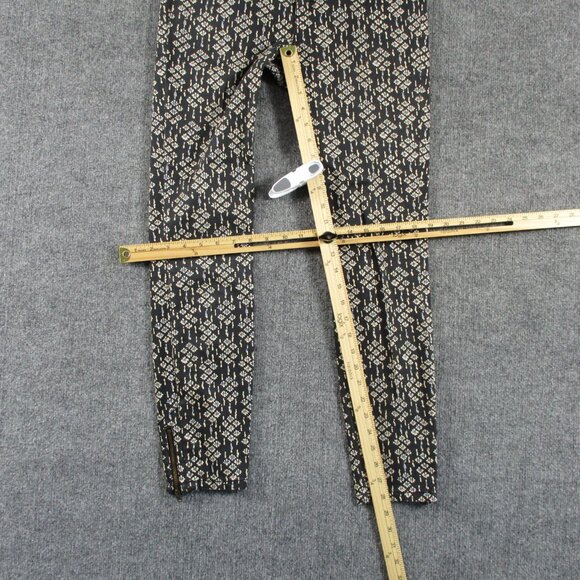 Pilcro Pants Women 28 Black Geometric Ankle Zip Serif Stretch Anthro Fit 30x28 - Picture 12 of 16